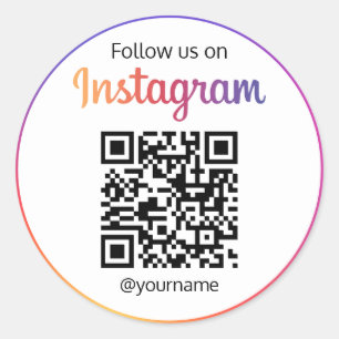 Volg ons op Ingebouwde Sociale Media QR Code Ronde Sticker