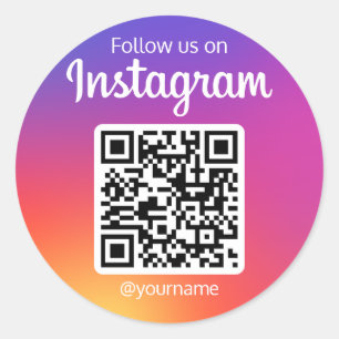 Volg ons op Ingebouwde Sociale Media QR Code Ronde Sticker