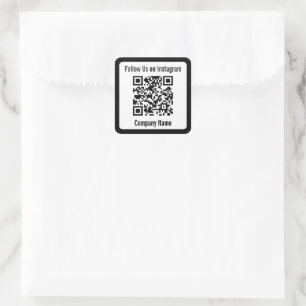 Volg ons op Instagram Black and White QR Code Vierkante Sticker