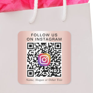 Volg Ons Op Instagram QR Code Roze Goud Vierkante Sticker