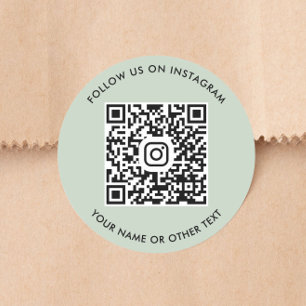 Volg Ons Op Instagram QR Code Sage Groen Ronde Sticker
