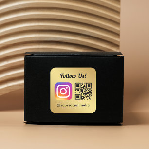 Volg ons op Instagram Social Media QR Code Simple Vierkante Sticker