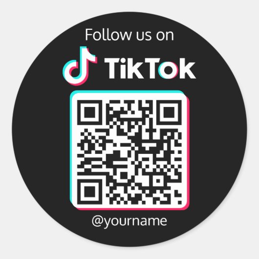 Volg ons op TikTok Social Media QR Code Ronde Sticker (Voorkant)