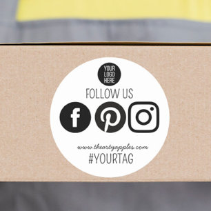 Volg Ons Social Media kleine bedrijf Logo Ronde Sticker