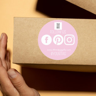 Volg Ons Social Media kleine bedrijf Logo Ronde Sticker