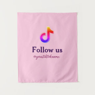 volg ons tiktok gebruikersnaam social media voeg Q Wandkleed
