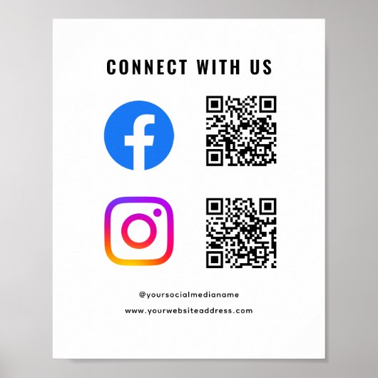 Volg Scan Maak contact met ons QR-code social medi Poster (Voorkant)