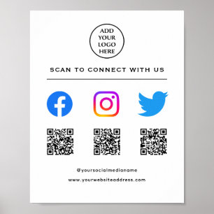 Volg Scan Me Maak Contact Met Ons QR Code Uw Logo Poster
