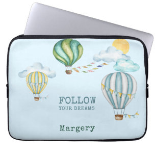 Volg uw droomluchtballonnen laptop sleeve