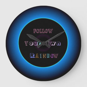 "Volg uw eigen regenboog "> verlichte wandklok Grote Klok