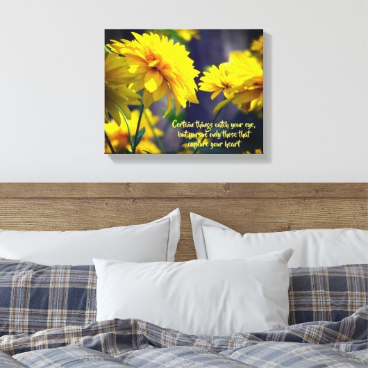 Volg uw Inspirerend prijsopgave voor hartbloemen Canvas Afdruk (Insitu (Slaapkamer))