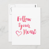 Volg uw Sjabloon van het hartritme roze Waterverf Briefkaart (Voorkant / Achterkant)