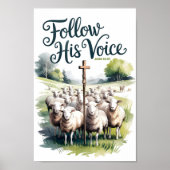 Volg Zijn Stem Christelijke Peuter- en Kinderkamer Poster (Voorkant)