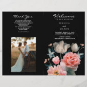 Volgde Romantic Floral Wedding Program Booklet Flyer (Voorkant)