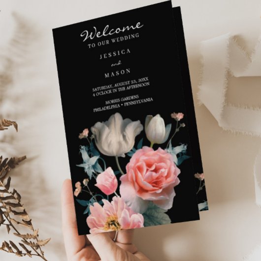 Volgde Romantic Floral Wedding Program Booklet Flyer