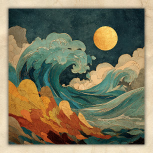 Volgemaakte Oceaan Golven – Abstracte Kuststrand Poster