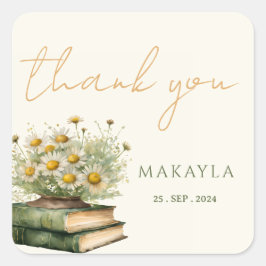 Volgend Hoofdstuk Boho Boek Liefhebber Bloemen Bab Vierkante Sticker