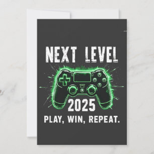 Volgend Niveau 2025 Speel Win Herhaal Grappig Game Feestdagenkaart