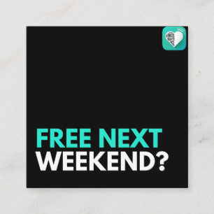 Volgend weekend vrij? vierkante visitekaartje