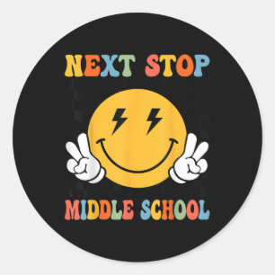 Volgende halte middelbare school groovy basisschoo ronde sticker
