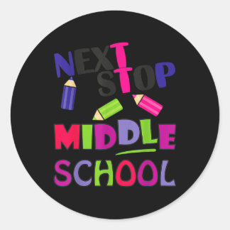 Volgende Stop Middelbare School Meisje Jongen Grap Ronde Sticker