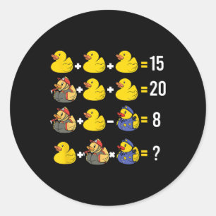Volgorde van bewerkingen Duckie Quiz Rubber Eend W Ronde Sticker