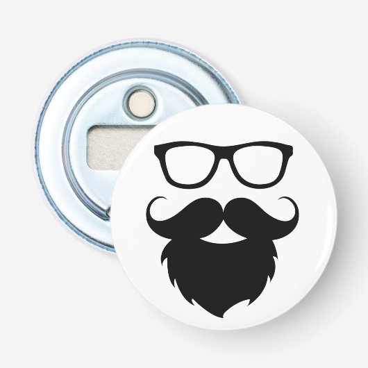 Volgroeide grappige baard man button flesopener (Voorkant)