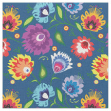 Volk bloemen op klassiek blauw