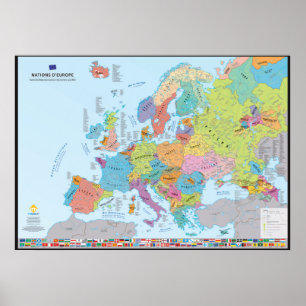 Volk in Europa Nationale kaart (Frans) Poster