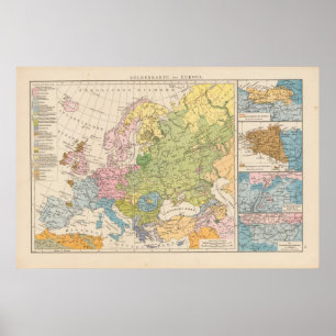 Volkerkarte von Europa, Kaart van Europa Poster