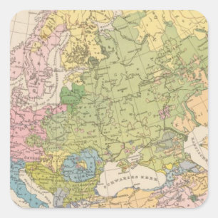 Volkerkarte von Europa, Kaart van Europa Vierkante Sticker