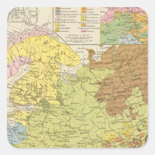 Volkerkarte von Russland - Russische kaart Vierkante Sticker