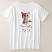 Volkomen speelse Schattigee kat Grote Maat T-shirt (Design achterkant)