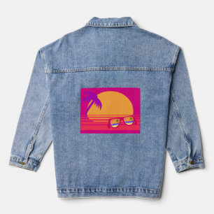 Volkomen Tachtiger Jaren Strand Pret Neon Zonsonde Denim Jacket