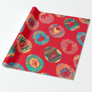 VOLKOREN PASEN EIEREN INROLPAPIER IN ROOD CADEAUPAPIER