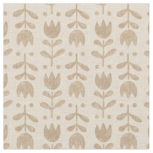volksbloemmotief met beige tulpen. stof