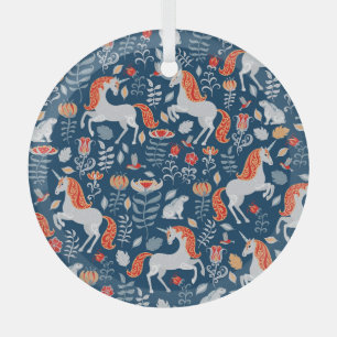 Volksfantasie: Eenhoorns, Konijnen, Vogels Glas Ornament