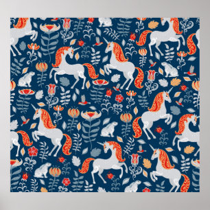 Volksfantasie: Eenhoorns, Konijnen, Vogels Poster