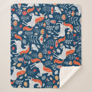 Volksfantasie: Eenhoorns, Konijnen, Vogels Sherpa Deken