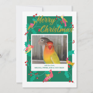 Volkskeunst vogels, aangepaste kerstfoto feestdagenkaart