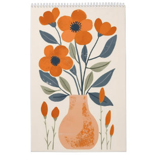 Volkskunst bloemmotief   Scandinavische oranje blo Kalender
