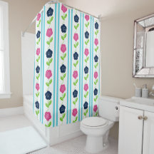 Volkskunst Bloemstreep - Navy Roze Aqua