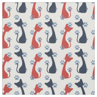 Volkskunst boerderijkatten - schuur rood en marine stof