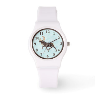 Volkskunst Caribou/rendieren Horloge