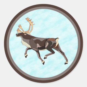 Volkskunst Caribou/rendieren Ronde Sticker
