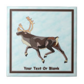 Volkskunst Caribou/rendieren Tegeltje (Voorkant)