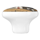  volkskunst dorpscène keramische knop (Zijkant)