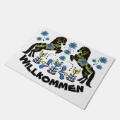 Volkskunst Friesian/Fries Welkom/Willkommen/blauw Deurmat (Schuin)