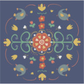 Volkskunst op blauw sticker (Voorkant)