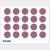 Volkskunst Roze Bloem Ronde Sticker (Vel)